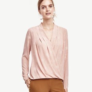 Ann Taylor Dotted Silky Blouse in Pink